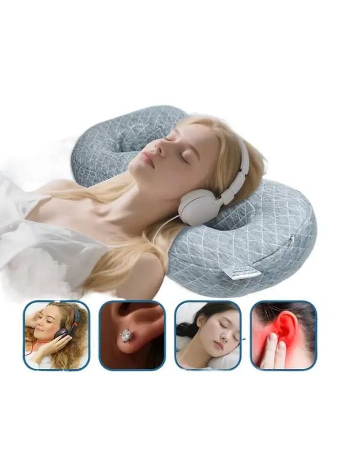 Grey Ear Pressure Protection Pillow For Side Sleepers Cervical Spine Support - Image 1